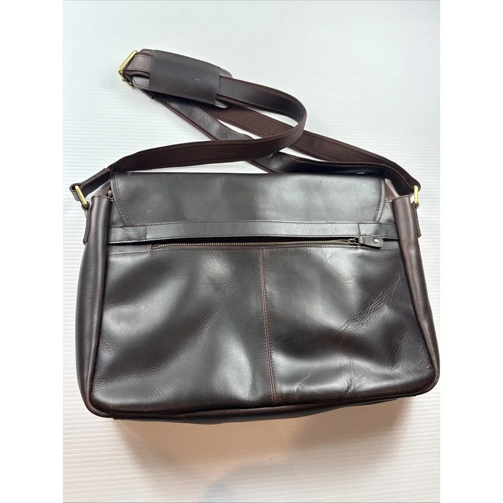 Rustic Town leather messenger Laptop Shoulder bag Brown 16x13x3.5